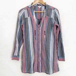 Tavik Striped Long Sleeve Tunic Beach Cover Up Size XS